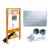 Система инсталляции Jomo Tech 174-91101100-00 с клавишей, для унитазов, хром матовый