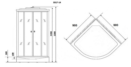 Душевая кабина Niagara NG- 3317-14 90х90 с гидромассажем