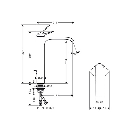 Смеситель Hansgrohe Vivenis 75040000 для раковины, хром