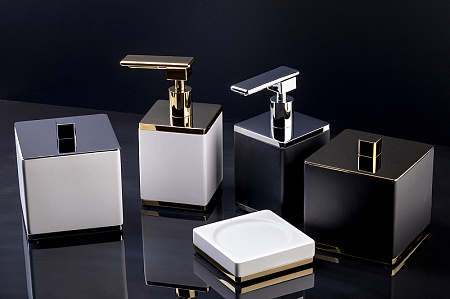 Мыльница Boheme 10960-B-G настольная, золото/черный