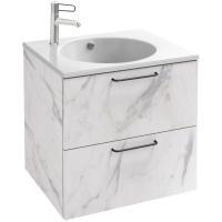 Тумба с раковиной Jacob Delafon Odeon Rive Gauche EB2520-R9-NR4 60 белый мрамор, ручки черный