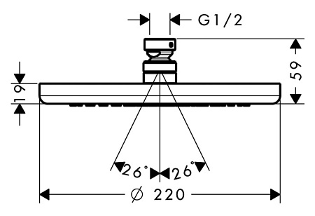 Верхний душ Hansgrohe Croma 220 Showerpipe 26464000 хром