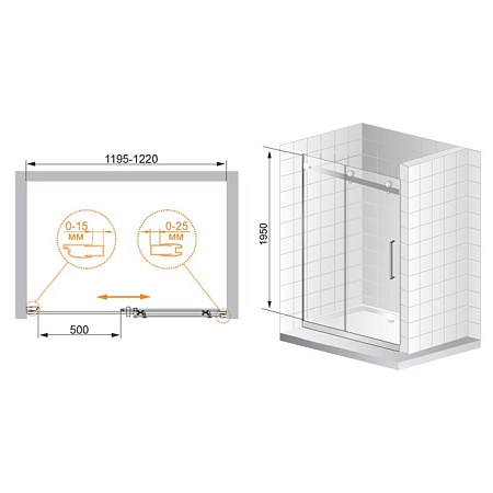 Душевая дверь в нишу Cezares Stylus BF 1 120 C Cr R