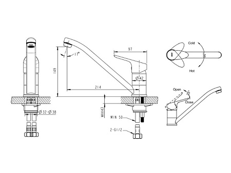 Смеситель Bravat Drop F74898C-2 для кухонной мойки хром