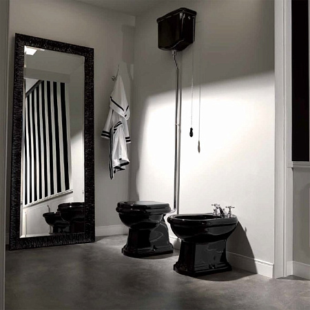 Крышка-сиденье Kerasan Retro 108804 с микролифтом, черный глянцевый/хром