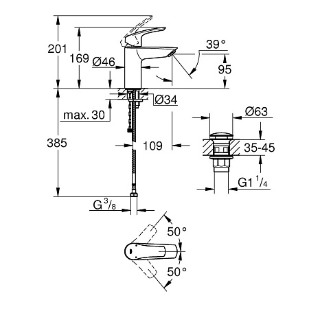 Смеситель Grohe Eurosmart 23988003 для раковины