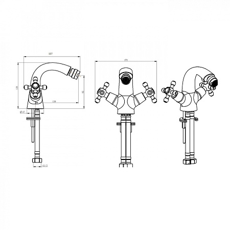 Смеситель Boheme Crystal 296-CRST для биде, золото