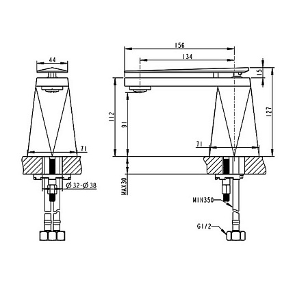Смеситель Bravat Diamond F118102C-1-ENG для раковины хром
