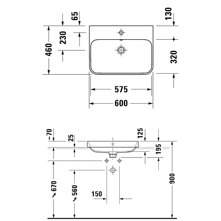 Тумба с раковиной Duravit Happy D.2 HP497209292 130 коричневый/черный