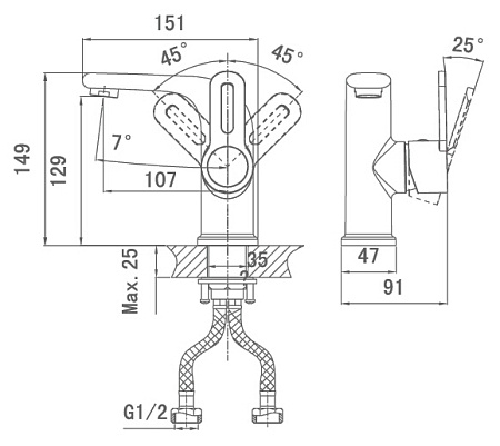 Смеситель D&K Paulinus Rhein DA1352101 для раковины
