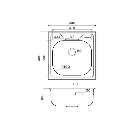 Кухонная мойка Omoikiri Saru 48-IN 48x48x18 нержавеющая сталь