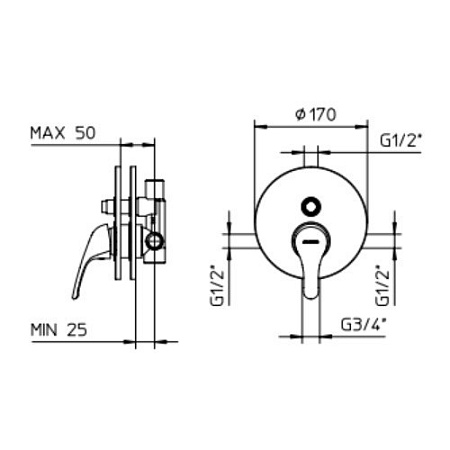 Смеситель Palazzani Proxima 40102110 для ванны с душем(внешняя часть), хром
