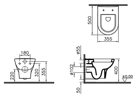 Унитаз подвесной VitrA Zentrum 5785B003-6077 с микролифтом