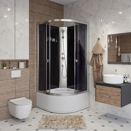 Душевая кабина Niagara Eco E80/40/TN/BK 80x80x195 L/R стекло тонированное/профиль серебро