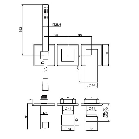 Смеситель Fima Carlo Frattini Zeta F3989X8OR для душа, золото