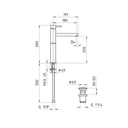 Смеситель Bossini Oki Z005303.073 для раковины, черный матовый