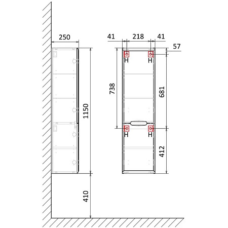 Шкаф-пенал Jorno Moduo Slim Mod.04.115/P/W 30 белый