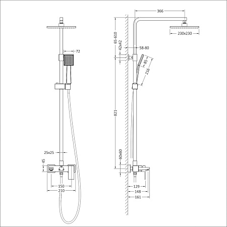 Душевая стойка Timo Selene SX-1030/17 золото