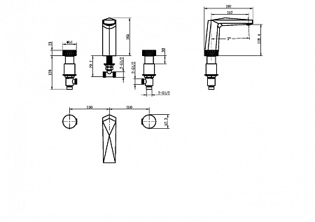 Смеситель Boheme Venturo 150-G-DIAMOND для раковины, ручка Diamond, золото