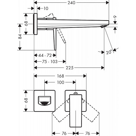 Смеситель Hansgrohe Metropol 32526340 для раковины, настенный, шлифованный черный хром