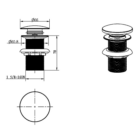 Донный клапан Boheme Imperiale 611/2 для раковины, с переливом, золото