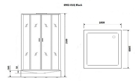 Душевая кабина Niagara Premium NG-6902-01Q BLACK 100x100x210 тонированное/профиль черный матовый