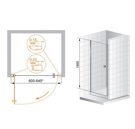 Душевая дверь в нишу Cezares Triumph TRIUMPH-B-1-60-C-Cr прозрачное стекло