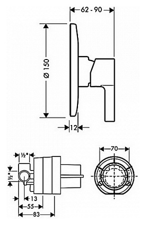 Смеситель Hansgrohe Logis 71666000 для душа, хром