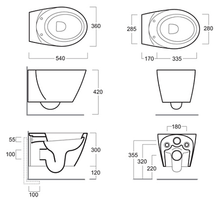 Чаша для унитаза подвесного Simas Bohemien BO18nero черная