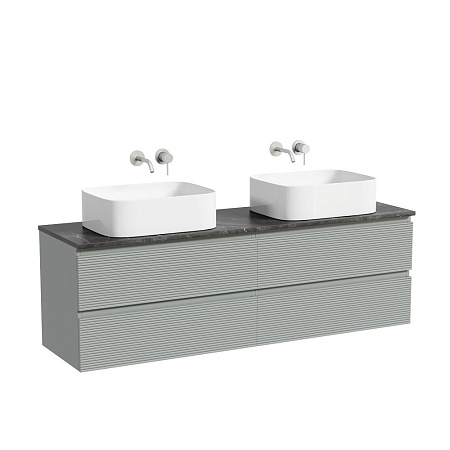 Мебель для ванной со столешницей Sancos Folk 160 FL80ES+TT160A1 Ergraut soft/Black Sky