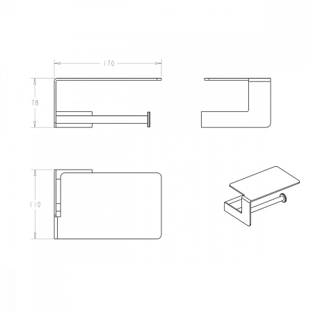 Держатель туалетной бумаги Boheme Q 10941-G с полкой, золото