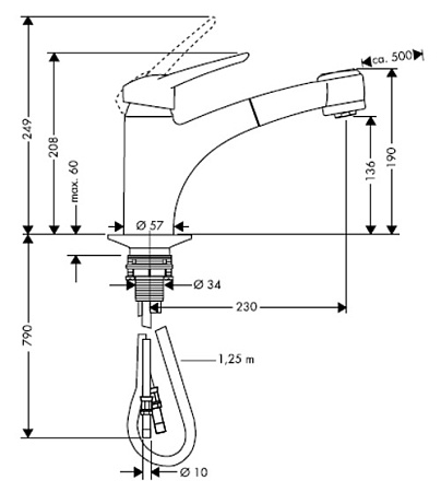Смеситель Hansgrohe Metropol E 14837000 для кухонной мойки