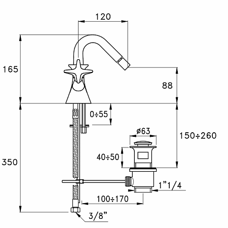Смеситель Stella 130 CT 00204 CR00  для биде, хром