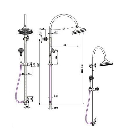 Душевая стойка Boheme Brillante 403 хром