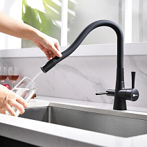 Смеситель Lemark Comfort LM3075BL для кухонной мойки, черный