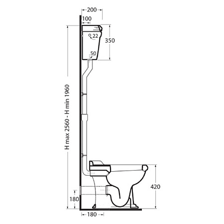 Унитаз напольный с высоким бачком Migliore Impero ML.IMP-25.311.BI горизонтальный выпуск, хром
