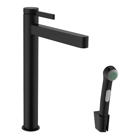 Смеситель с гигиеническим душем Hansgrohe Finoris 76220670 для раковины, черный матовый