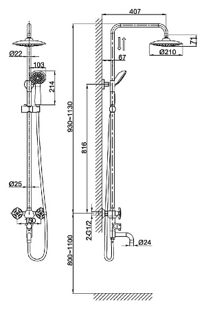 Душевая стойка D&K Lorsch Hessen DA1414701B09