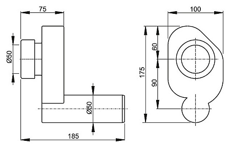Сифон для писсуара AlcaPlast A45B горизонтальный