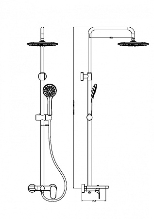 Душевая стойка Boheme Spectre 458-NB для ванны, никель брашированный