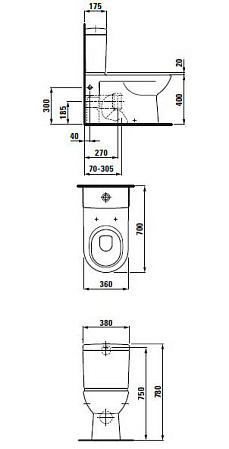 Чаша для унитаза-компакт Laufen Pro 8.2495.8.000.000.1 vario
