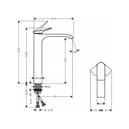Смеситель Hansgrohe Vivenis 75042000 для раковины, хром