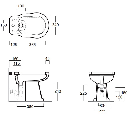 Биде напольное Simas Londra LO 923 bia с 1 отверстием под смеситель, белый
