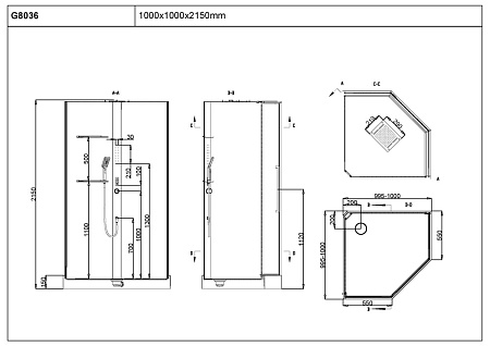 Душевая кабина Black & White Galaxy G8036 100х100 см