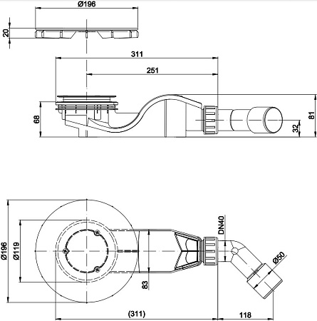 Слив для ванны Bette Air B525-000 50 белый глянцевый
