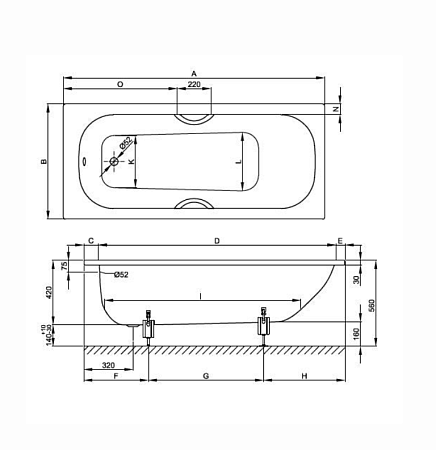 Ванна стальная Bette Form 2949-000 AD PLUS 175x75