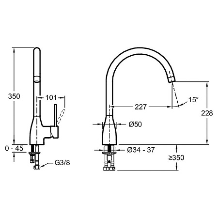 Смеситель Jacob Delafon Mariette E23303-CP для кухонной мойки, хром
