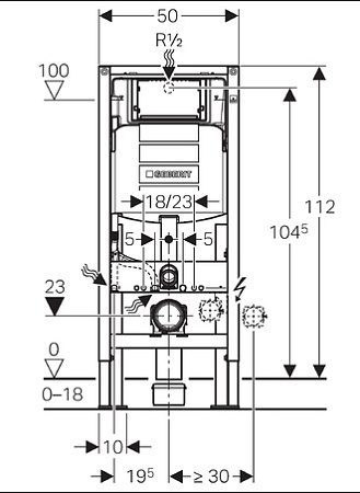 Система инсталляции Geberit DuoFix 111.380.00.5 для подвесного унитаза