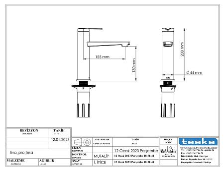 Смеситель для раковины Teska Liva Leo S E5419 розовое золото