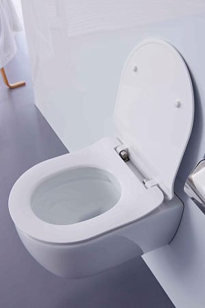 Унитаз подвесной SSWW CT2038V с тонкой крышкой, белый глянцевый